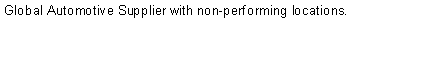 Text Box: Global Automotive Supplier with non-performing locations.
